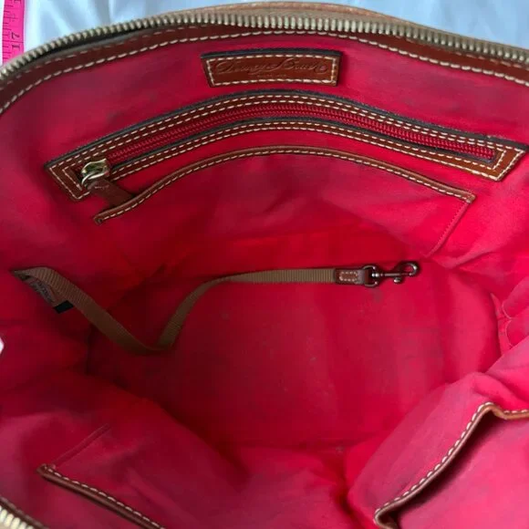 Dooney & Bourke Dome Tan/Brown Satchel Shoulder Bag Cross Body Pebbled Leather